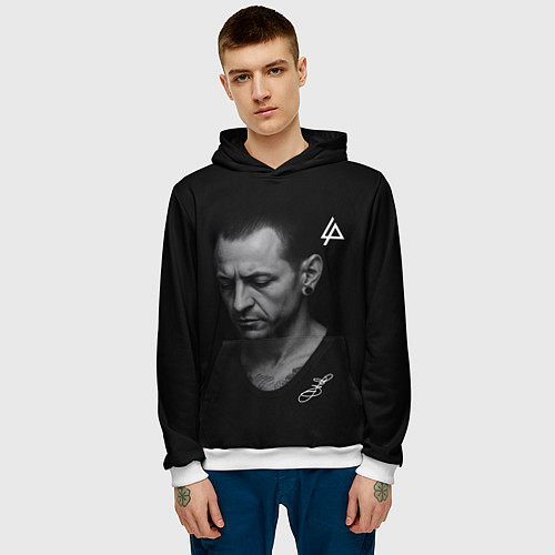 Мужская толстовка Честер Беннингтон - легенда / 3D-Белый – фото 3