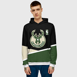 Толстовка-худи мужская Милуоки Бакс - линии, цвет: 3D-белый — фото 2