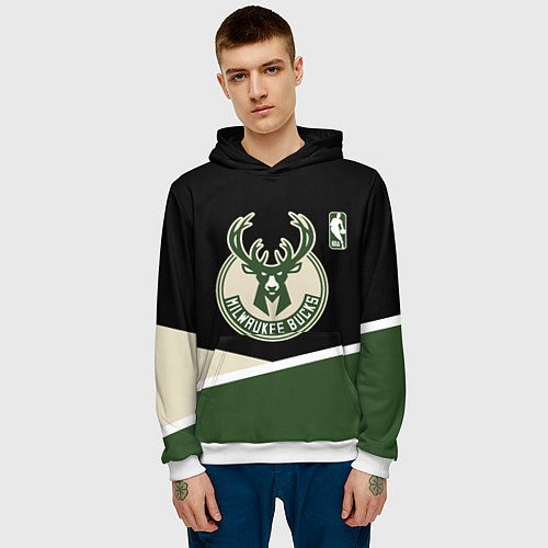 Мужская толстовка Милуоки Бакс - линии / 3D-Белый – фото 3