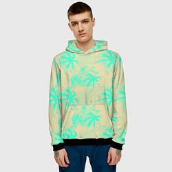 Толстовка-худи мужская Palm light blue, цвет: 3D-черный — фото 2