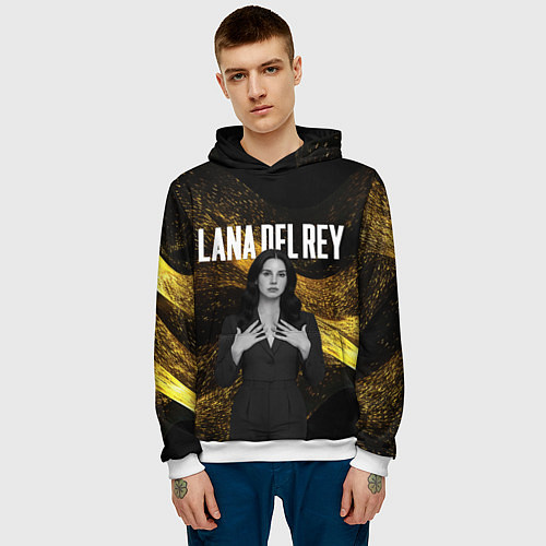 Мужская толстовка Lana Del Rey в черном платье / 3D-Белый – фото 3