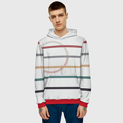 Толстовка-худи мужская Stripes and circle, цвет: 3D-красный — фото 2