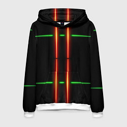 Толстовка-худи мужская Neon green black red line, цвет: 3D-белый