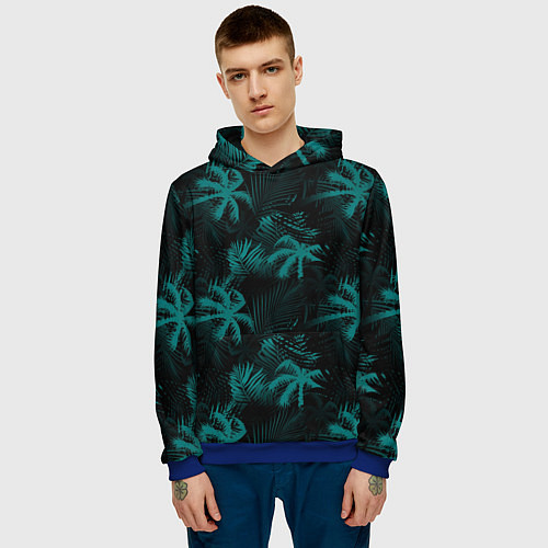 Мужская толстовка Palm light blue dark / 3D-Синий – фото 3