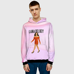 Толстовка-худи мужская Lana Del Rey - оранжевое платье, цвет: 3D-черный — фото 2