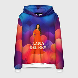 Толстовка-худи мужская Lana Del Rey на фоне сердечек, цвет: 3D-белый