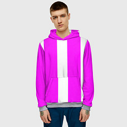 Толстовка-худи мужская Color white pink line, цвет: 3D-меланж — фото 2