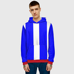 Толстовка-худи мужская Color white blue line, цвет: 3D-красный — фото 2