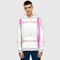 Толстовка-худи мужская Neon white orange pink, цвет: 3D-белый — фото 2