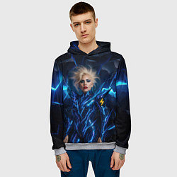 Толстовка-худи мужская Леди Гага женщина молния, цвет: 3D-меланж — фото 2