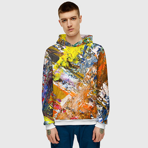 Мужская толстовка Живая Абстракция: Поток Цветов и Форм в Постоянном / 3D-Белый – фото 3