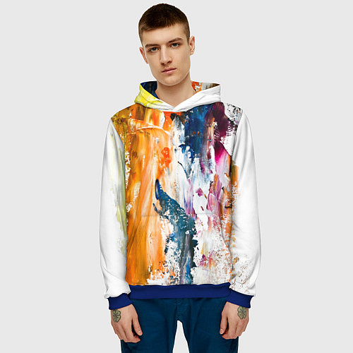 Мужская толстовка Разноцветные мазки кисти на палитре художника / 3D-Синий – фото 3
