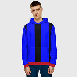 Толстовка-худи мужская Color blue black stripes, цвет: 3D-красный — фото 2