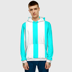 Толстовка-худи мужская Color light blue white lines, цвет: 3D-белый — фото 2