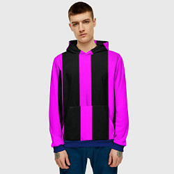 Толстовка-худи мужская Color black pink lines, цвет: 3D-синий — фото 2