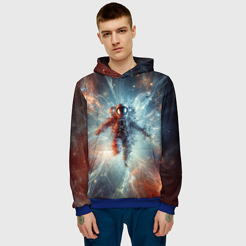 Мужская толстовка Космонавт в космической туманности / 3D-Синий – фото 3