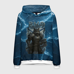 Толстовка-худи мужская ВМФ Волк на фоне льда, цвет: 3D-белый
