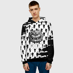 Толстовка-худи мужская Doom паттерн пипл краски, цвет: 3D-черный — фото 2