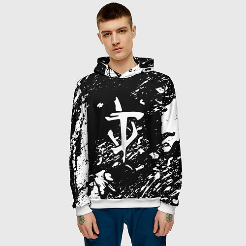 Мужская толстовка Doom белые краски штрихи / 3D-Белый – фото 3