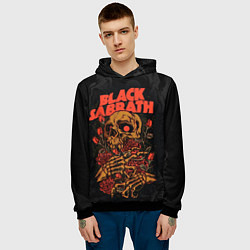 Толстовка-худи мужская Black Sabbath skeleton with roses, цвет: 3D-черный — фото 2