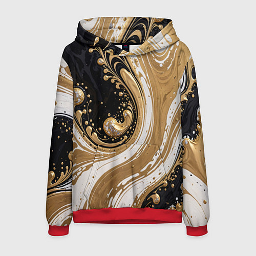 Мужская толстовка Черный агат и жидкое золото / 3D-Красный – фото 1