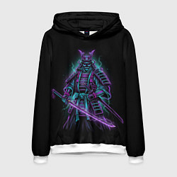 Толстовка-худи мужская Неоновый электросамурай, цвет: 3D-белый