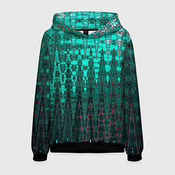 Толстовка-худи мужская Нефритовый зелёный абстракция, цвет: 3D-черный