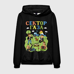 Толстовка-худи мужская Сектор газа, мультяшный стиль, цвет: 3D-черный