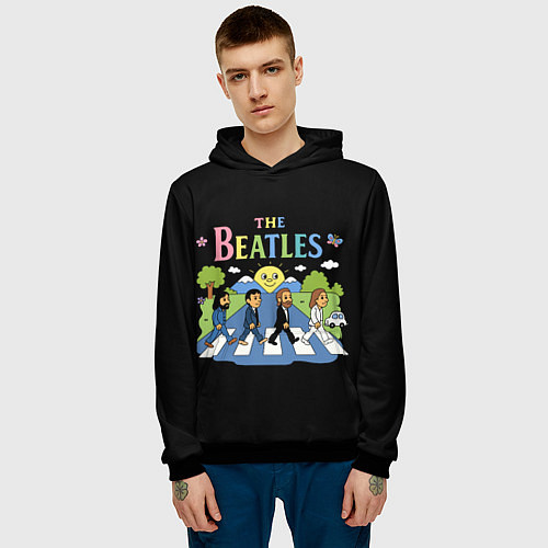 Мужская толстовка The Beatles, мультяшный стиль / 3D-Черный – фото 3
