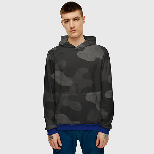 Мужская толстовка Черно-серый камуфляж / 3D-Синий – фото 3