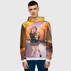 Толстовка-худи мужская Сиратори Айра Дандадан с щенком, цвет: 3D-белый — фото 2