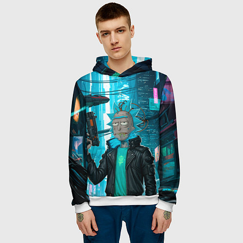 Мужская толстовка Рик-киберпанк / 3D-Белый – фото 3