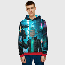 Толстовка-худи мужская Рик-киберпанк, цвет: 3D-красный — фото 2
