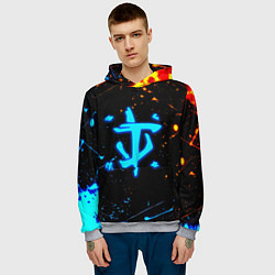 Толстовка-худи мужская Doom лёд и пламя краски, цвет: 3D-меланж — фото 2