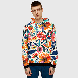 Толстовка-худи мужская Простые цветы, цвет: 3D-черный — фото 2