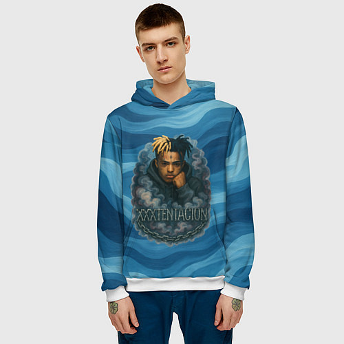 Мужская толстовка XXXTentacion в облаке / 3D-Белый – фото 3