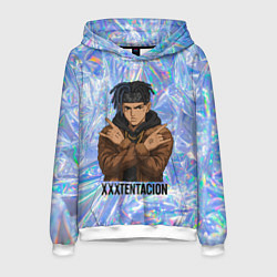 Толстовка-худи мужская XXXTentacion - скрещенные руки, цвет: 3D-белый
