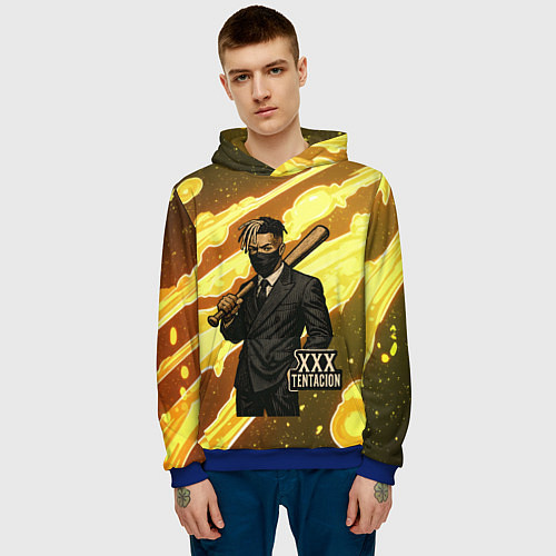 Мужская толстовка XXXTentacion в пиджаке с битой / 3D-Синий – фото 3