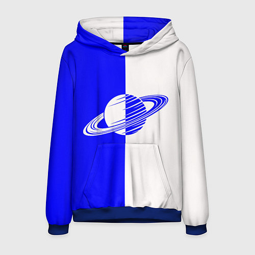 Мужская толстовка Сатурн сине-белый / 3D-Синий – фото 1