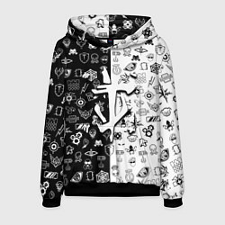 Толстовка-худи мужская Doom ачивки паттерн, цвет: 3D-черный