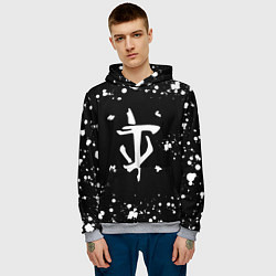 Толстовка-худи мужская Doom брызги белых красок, цвет: 3D-меланж — фото 2