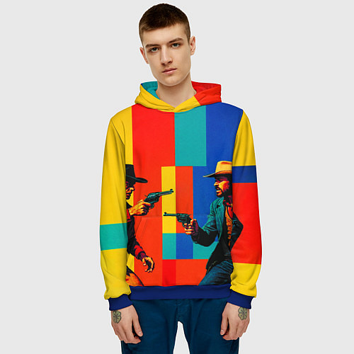 Мужская толстовка Перестрелка ковбоев поп-арт / 3D-Синий – фото 3