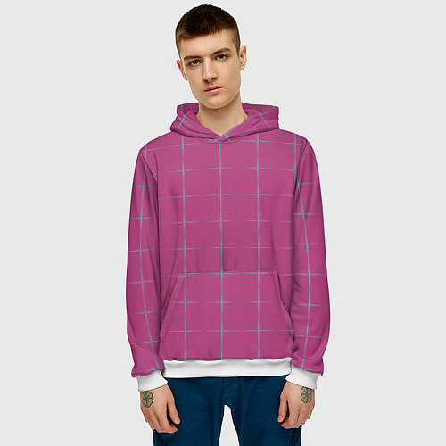 Мужская толстовка Color pink stripes / 3D-Белый – фото 3