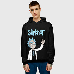 Толстовка-худи мужская Slipknot и Рик Санчес из Рик и Морти, цвет: 3D-черный — фото 2