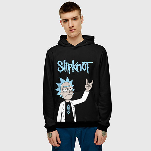 Мужская толстовка Slipknot и Рик Санчес из Рик и Морти / 3D-Черный – фото 3