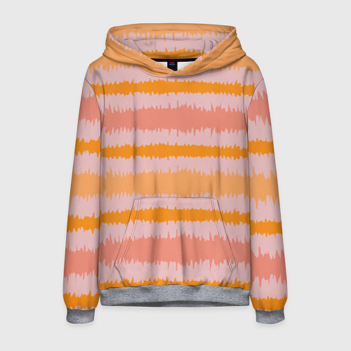 Мужская толстовка Полосы зигзагообразные оранжево-розовые / 3D-Меланж – фото 1
