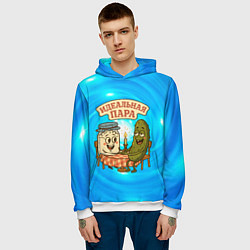 Толстовка-худи мужская Молоко и огурец - идеальная пара, цвет: 3D-белый — фото 2