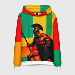 Толстовка-худи мужская Спартанский воин поп-арт, цвет: 3D-белый