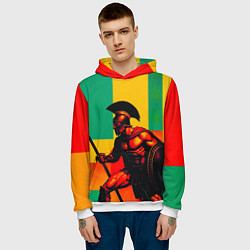 Толстовка-худи мужская Спартанский воин поп-арт, цвет: 3D-белый — фото 2