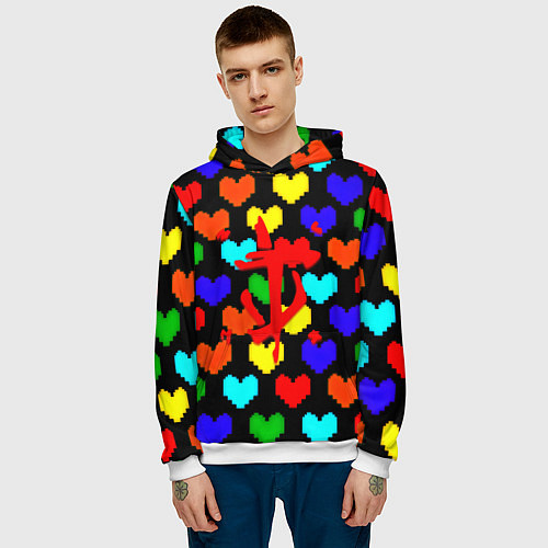 Мужская толстовка Doom love pixel pattern / 3D-Белый – фото 3